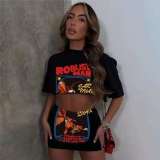 Letter Print Casual Two Piece Skirts Set GMJL-XX780