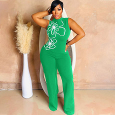 Solid Color Print Sleeveless Loose Jumpsuit CYA-901747
