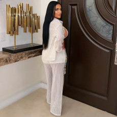 See Through Hollow Out Knit 3 Piece Pants Set CYA-901729