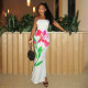 Sexy Print Tube Top Slim Maxi Dress MXBF-J25DS031