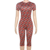 Short Sleeve Printed Skinny Jumpsuit DLSF-K25Q68895