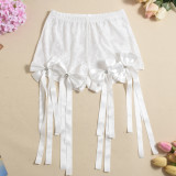 Bow Tie Top Lace Tassel Flutter Shorts Set GNZD-51626SHD