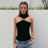 Solid Color Sleeveless High Collar Vest GSZM-G25TP054