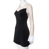 Mesh Patchwork Lapel Mini Dress GSZM-K25DS022