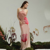 Sexy Print Off Shoulder Halterneck Maxi Dress GSZM-Q25DS074