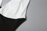 Sexy V Neck Halterneck Color Block Maxi Dress DLSF-K25D66724
