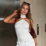 Solid Color Sleeveless High Collar Vest GSZM-G25TP054