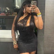 Irregular Hollow Out Lace Mini Dress GDSF-J25DS019