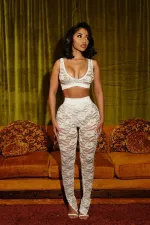 Sexy Sleeveless Lace Two Piece Pants Set YD-8824