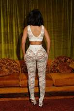 Sexy Sleeveless Lace Two Piece Pants Set YD-8824