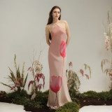 Sexy Print Off Shoulder Halterneck Maxi Dress GSZM-Q25DS074