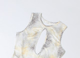 Print Sleeveless Hollow Out Backless Jumpsuit DLSF-K25Q67856