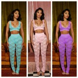 Sexy Sleeveless Lace Two Piece Pants Set YD-8824