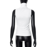 Solid Color Sleeveless High Collar Vest GSZM-G25TP054