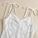 See Through Tie Up Lace Sling Mini Dresss GNZD-51532DHD