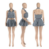 Fashion Backless Bubble Ultra Short Mini Skirt Set DDF-88240