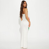 Sexy Print Tube Top Slim Maxi Dress MXBF-J25DS031