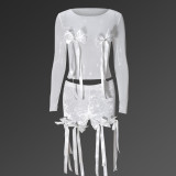 Bow Tie Top Lace Tassel Flutter Shorts Set GNZD-51626SHD