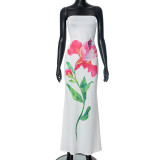 Sexy Print Tube Top Slim Maxi Dress MXBF-J25DS031
