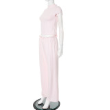 Solid Color Short Sleeve Two Piece Pants Set GSZM-Y25ST104