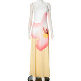 Sexy Print Off Shoulder Halterneck Maxi Dress GSZM-Q25DS074