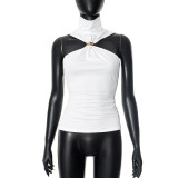 Solid Color Sleeveless High Collar Vest GSZM-G25TP054