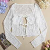 Hollow Out Lace Tie Up Two Piece Skirts Set GNZD-51607SBD