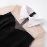 Mesh Patchwork Lapel Mini Dress GSZM-K25DS022