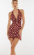 Polka Dot Print Halterneck Backless Midi Dress GLJS-B8300
