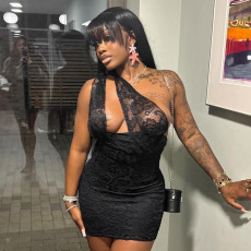 Irregular Hollow Out Lace Mini Dress GDSF-J25DS019