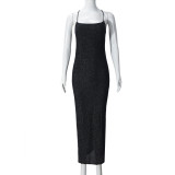One Shoulder Lace Up Halterneck Maxi Dress GNZD-51535DBD