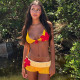 Suspender Knit Color Block Shorts Two-piece Set DLSF-W24S67503