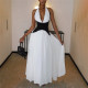 Sexy V Neck Halterneck Color Block Maxi Dress DLSF-K25D66724