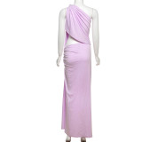 Irregular Single Shoulder Sleeveless Maxi Dress DLSF-K25D63464
