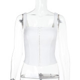 Sleeveless Waistband Slim Sling Top FL-XY25012PFO