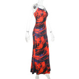 Sexy Print Backless Sling Maxi Dress FL-ZX25051PFO