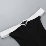 One-Shoulder Color-Collision Bustless Mini Dress FL-JY24669PFO
