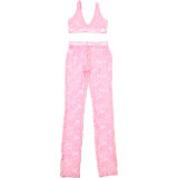 Sexy Lace Tank Tops And Pants Slim Two Piece Set DLSF-K25S63662
