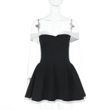 One-Shoulder Color-Collision Bustless Mini Dress FL-JY24669PFO