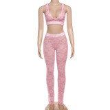 Sexy Lace Tank Tops And Pants Slim Two Piece Set DLSF-K25S63662