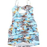 Leopard Print Hollow Out Backless Mini Dress DLSF-K24D65125