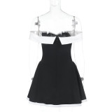 One-Shoulder Color-Collision Bustless Mini Dress FL-JY24669PFO