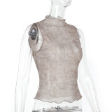 Half High Neck Sleeveless Top FL-ZX25061PFO