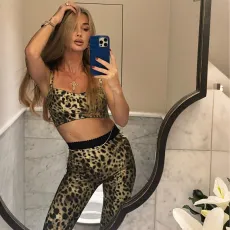 Leopard Print Sleeveless Tank Top 2 Piece Set DLSF-K25S65608