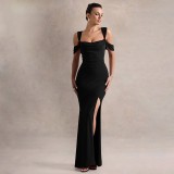 Solid Color Halter Sexy Split Gown Dress FL-XY25016PFO