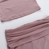 Solid Color Slash Shoulder Pleated Shorts Suit FL-YL25037MHO