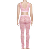 Sexy Lace Tank Tops And Pants Slim Two Piece Set DLSF-K25S63662