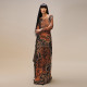 Print Mesh Long Sleeve Split Maxi Dress DLSF-K24L62342
