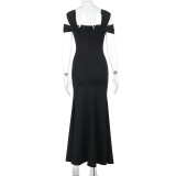Solid Color Halter Sexy Split Gown Dress FL-XY25016PFO