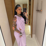 Irregular Single Shoulder Sleeveless Maxi Dress DLSF-K25D63464